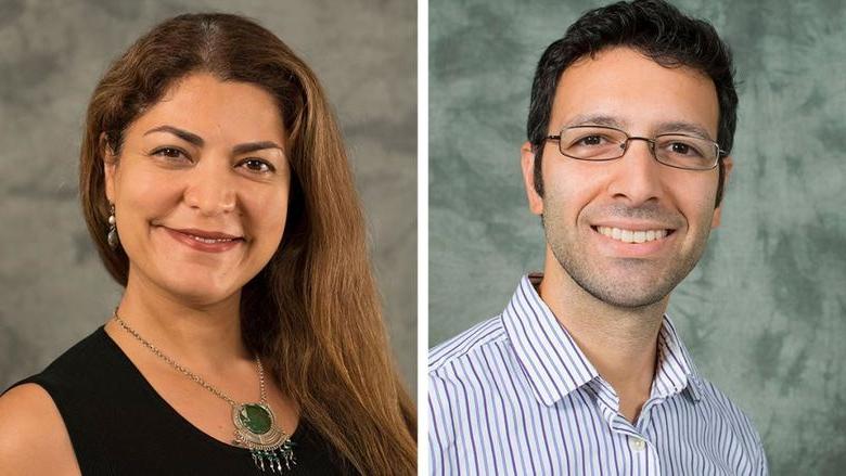 Headshot images of Penn State Abington faculty members Matthew Fury and Faranak Pahlevani